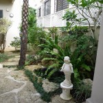 那覇市首里　T氏邸　中庭は南国風の庭園